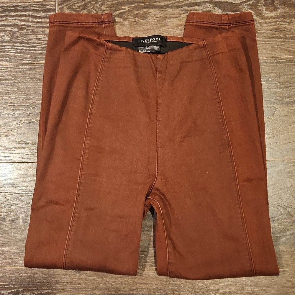 ❤️ LIVERPOOL JEANS COMPANY HIGH RISE PULL ON GARMENT DYED SKINNY PANTS, 6 (28) - Picture 2 of 8